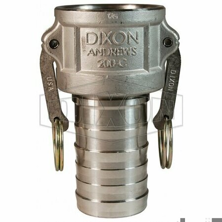 DIXON Type-C Cam and Groove Coupler, 1-1/4 in Nominal, Female Coupler x Hose Shank End Style, 316 SS 125-C-SS